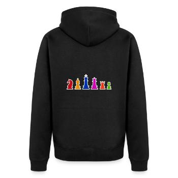 Pièces d'échecs Idée cadeau de joueurs d'échecs colorés - Veste à capuche bio Premium Unisexe - noir - Dos - Nico (187cm)