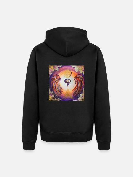 Heart angel of self-confidence - Unisex Premium Organic Zip Hoodie - black