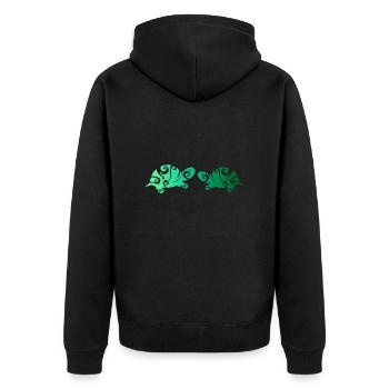 Couple de tortues maories amoureux cadeau vert - Veste à capuche bio Premium Unisexe - noir - Dos - Nico (187cm)