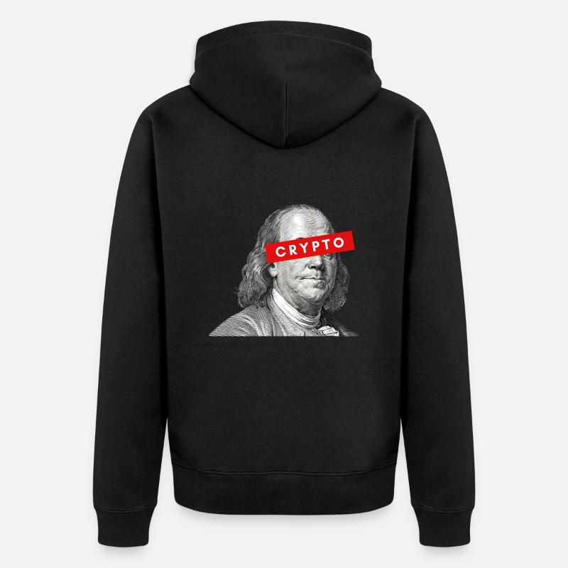 Crypto Benjamin Franklin cryptocurrency Blockchain - Veste à capuche bio Premium Unisexe - noir