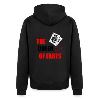 die Königin der Fürze - Unisex Premium Bio Zip Hoodie - Schwarz - Hinten - Nico (187cm)