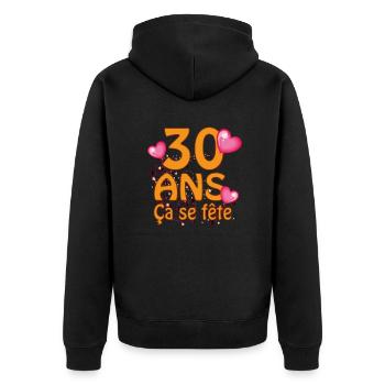 30 ans - Veste à capuche bio Premium Unisexe - noir - Dos - Nico (187cm)