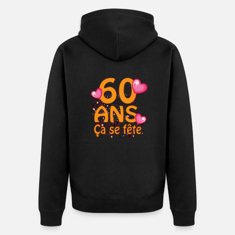 60 ans - Veste à capuche bio Premium Unisexe - noir