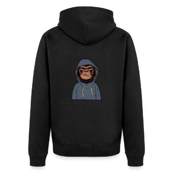 Mad Monkey - Unisex Premium Organic Zip Hoodie - black - Back - Nico (187cm)