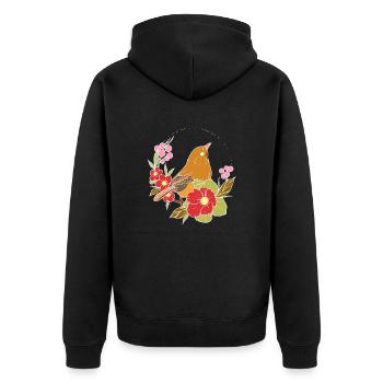 Oiseau de printemps dans les fleurs - Veste à capuche bio Premium Unisexe - noir - Dos - Nico (187cm)