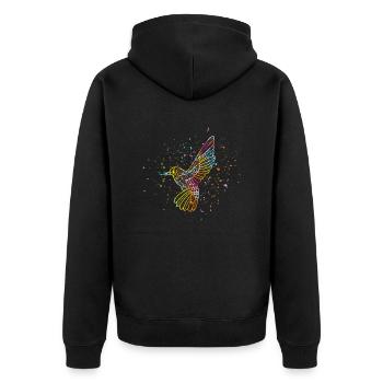 Oiseau de printemps au henné - Veste à capuche bio Premium Unisexe - noir - Dos - Nico (187cm)