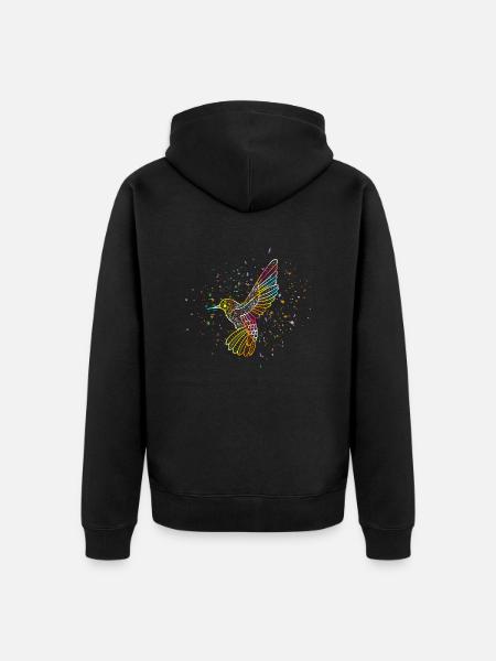 Henna spring bird - Unisex Premium Organic Zip Hoodie - black