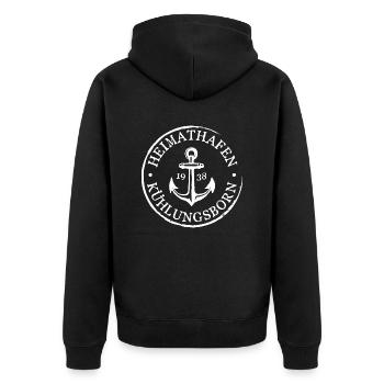 Kühlungsborn Heimathafen 1938 Andenken Geschenk - Unisex Premium Bio Zip Hoodie - Schwarz - Hinten - Nico (187cm)