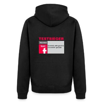 Fake Testsieger Warentest lustige Geschenkidee - Unisex Premium Bio Zip Hoodie - Schwarz - Hinten - Nico (187cm)