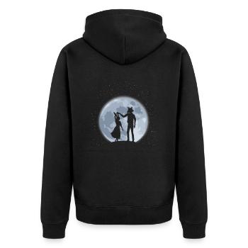 Beasts under the moon - Unisex Premium Organic Zip Hoodie - black - Back - Nico (187cm)