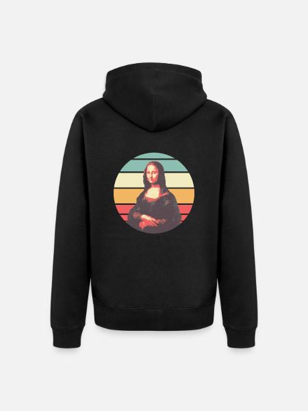 Retro Mona Lisa - Unisex Premium Organic Zip Hoodie - black