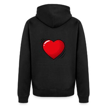 Grand coeur rouge - Veste à capuche bio Premium Unisexe - noir - Dos - Nico (187cm)