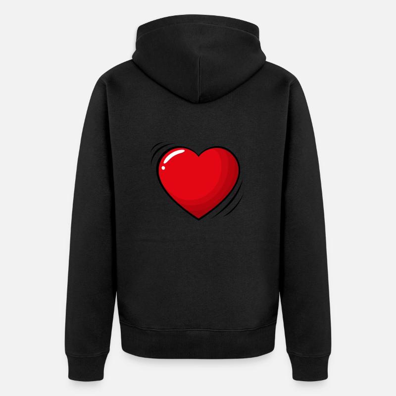 Großes rotes Herz - Unisex Premium Bio Zip Hoodie - Schwarz
