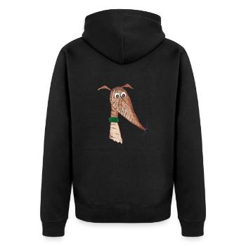 Windhund rot gestromt - Unisex Premium Bio Zip Hoodie - Schwarz - Hinten - Nico (187cm)