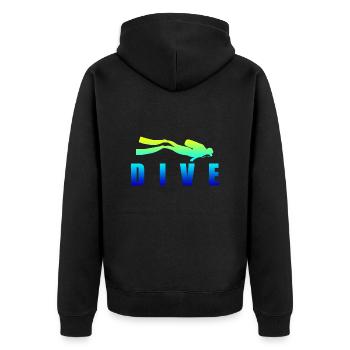 Diving DIVE Scuba Diving Diver Geschenkidee - Unisex Premium Bio Zip Hoodie - Schwarz - Hinten - Nico (187cm)