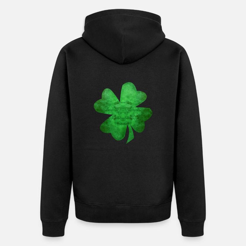 Trèfle à quatre feuilles vert - Veste à capuche bio Premium Unisexe - noir