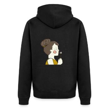 Pusteblume Mädchen farbig - Unisex Premium Bio Zip Hoodie - Schwarz - Hinten - Nico (187cm)