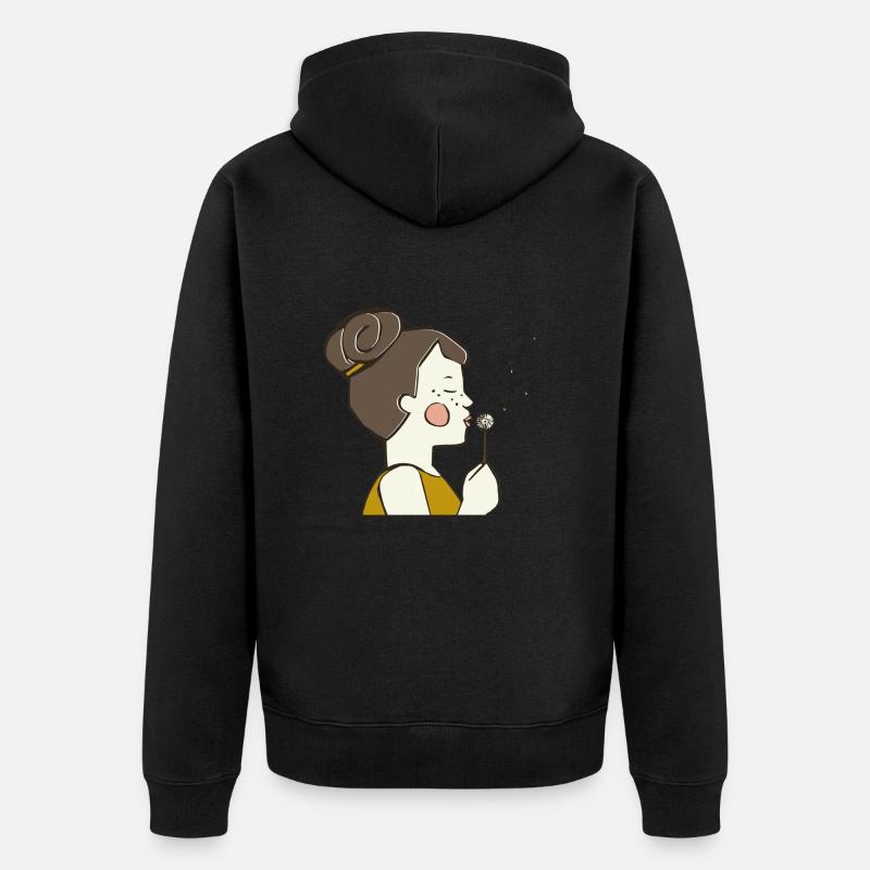 Pusteblume Mädchen farbig - Unisex Premium Bio Zip Hoodie - Schwarz