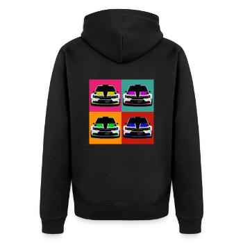andy r5 - Unisex Premium Bio Zip Hoodie - Schwarz - Hinten - Nico (187cm)