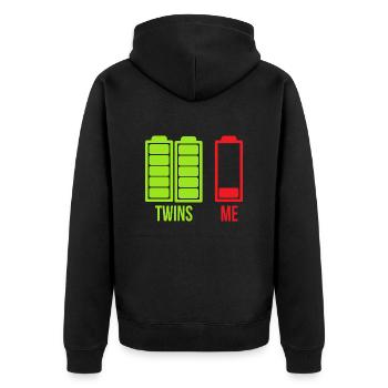 Twins And Me Geschenkidee - Unisex Premium Bio Zip Hoodie - Schwarz - Hinten - Nico (187cm)