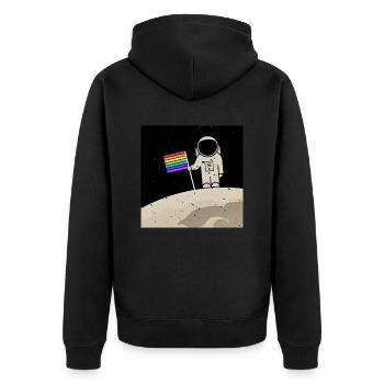 Astronaute avec drapeau gay - Veste à capuche bio Premium Unisexe - noir - Dos - Nico (187cm)