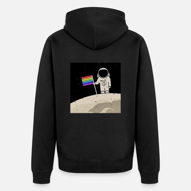 Astronaute avec drapeau gay - Veste à capuche bio Premium Unisexe - noir