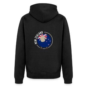 New Zealand sheep flag New Zealand gift - Unisex Premium Organic Zip Hoodie - black - Back - Nico (187cm)