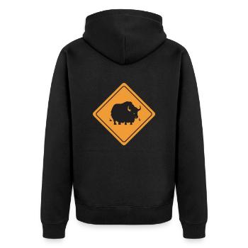 Panneau de signalisation attention yak Idée cadeau drôle - Veste à capuche bio Premium Unisexe - noir - Dos - Nico (187cm)