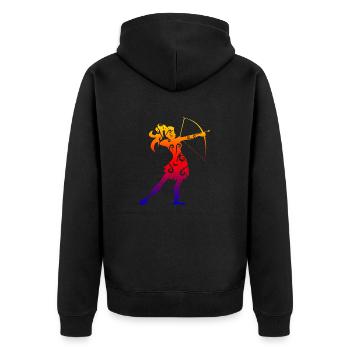 Idée de cadeau drôle de fille de tir à l'arc maorie - Veste à capuche bio Premium Unisexe - noir - Dos - Nico (187cm)
