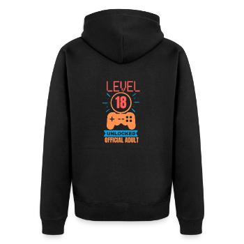 18. Geburtstag - Teenager shirt level unlock - Unisex Premium Bio Zip Hoodie - Schwarz - Hinten - Nico (187cm)