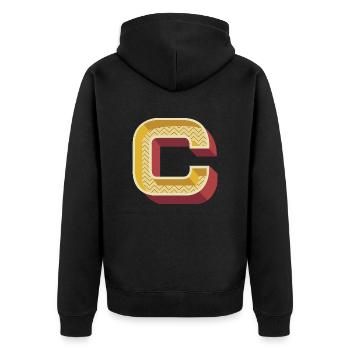 C - Unisex Premium Organic Zip Hoodie - black - Back - Nico (187cm)