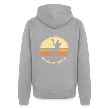 Handballfan. Kreisläufer. Hüftwurf. Manndeckung - Unisex Premium Bio Zip Hoodie - Grau meliert - Hinten - Nico (187cm)