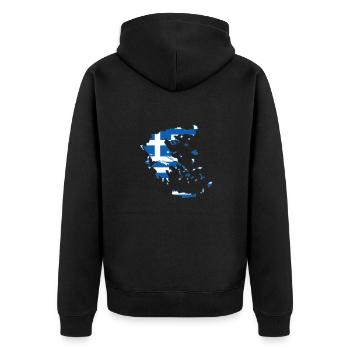 Hellas - Unisex Premium Organic Zip Hoodie - black - Back - Nico (187cm)
