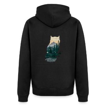Double Exposure Animal Eule Lustige Geschenkidee - Unisex Premium Bio Zip Hoodie - Schwarz - Hinten - Nico (187cm)