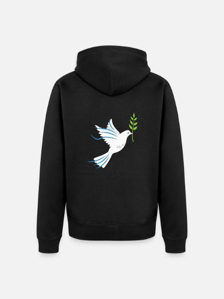 Friedenstaube Symbol der Freundschaft Geschenkidee - Unisex Premium Bio Zip Hoodie - Schwarz