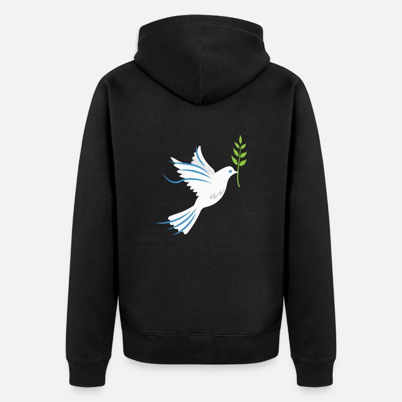 Friedenstaube Symbol der Freundschaft Geschenkidee - Unisex Premium Bio Zip Hoodie - Schwarz