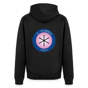 Pluribus Anus - Unisex Premium Organic Zip Hoodie - black - Back - Nico (187cm)