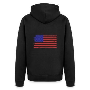 Drapeau américain des États-Unis en détresse - Veste à capuche bio Premium Unisexe - noir - Dos - Nico (187cm)