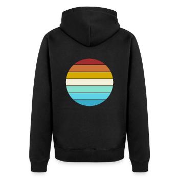 Retro Farben Kreis Universeller Hintergrund - Unisex Premium Bio Zip Hoodie - Schwarz - Hinten - Nico (187cm)