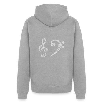 Bassschlüssel Violinschlüssel Musiker Geschenkidee - Unisex Premium Bio Zip Hoodie - Grau meliert - Hinten - Nico (187cm)