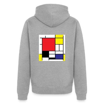 Symbole Piet Mondrian Idée cadeau art moderne - Veste à capuche bio Premium Unisexe - gris chiné - Dos - Nico (187cm)