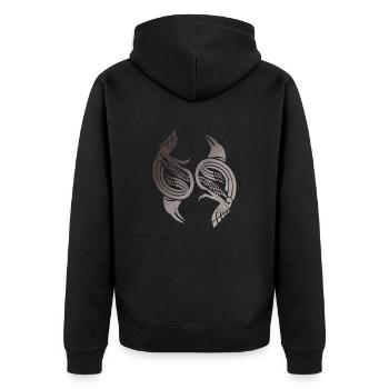 Huginn und Muninn Odins Raben Wikinger Geschenk - Unisex Premium Bio Zip Hoodie - Schwarz - Hinten - Nico (187cm)