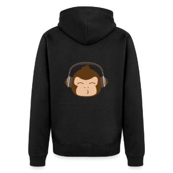 Music monkey headset Funny gift idea - Unisex Premium Organic Zip Hoodie - black - Back - Nico (187cm)
