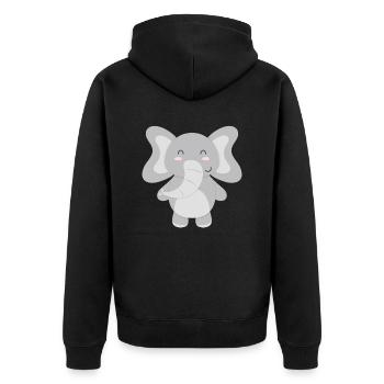 Elefant - zum selbst gestalten - Unisex Premium Bio Zip Hoodie - Schwarz - Hinten - Nico (187cm)