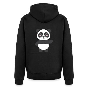 Panda - zum selbst gestalten - Unisex Premium Bio Zip Hoodie - Schwarz - Hinten - Nico (187cm)