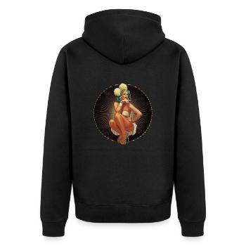 Burlesque Xarah comme pin-up rétro pin up art - Veste à capuche bio Premium Unisexe - noir - Dos - Nico (187cm)