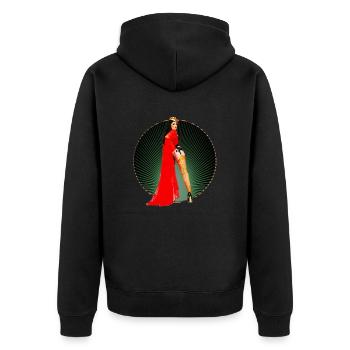 Pinup - Vintage Retro Burlesque Königin 50s Kunst - Unisex Premium Bio Zip Hoodie - Schwarz - Hinten - Nico (187cm)