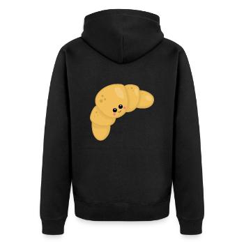 Croissant - Unisex Premium Bio Zip Hoodie - Schwarz - Hinten - Nico (187cm)