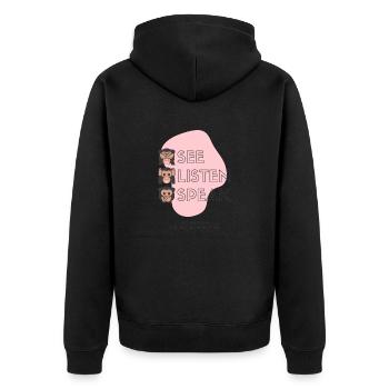Voir écouter parler ne pas regarder ailleurs - Veste à capuche bio Premium Unisexe - noir - Dos - Nico (187cm)