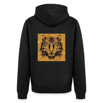 Tiger - Unisex Premium Bio Zip Hoodie - Schwarz - Hinten - Nico (187cm)